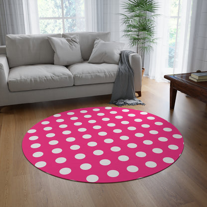 Pink Polka Dot Round Rug 60 Inch Pink and White Area Rug Cute Aesthetic Room Decor