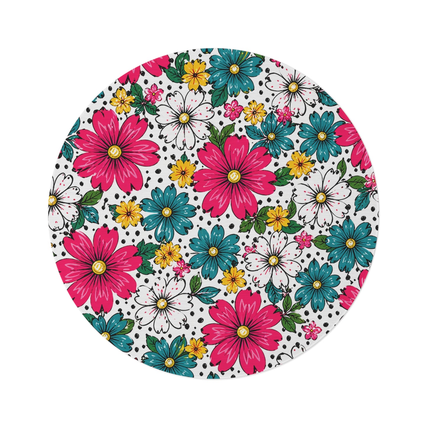 Pop Bloom Floral Round 60 Inch Rug