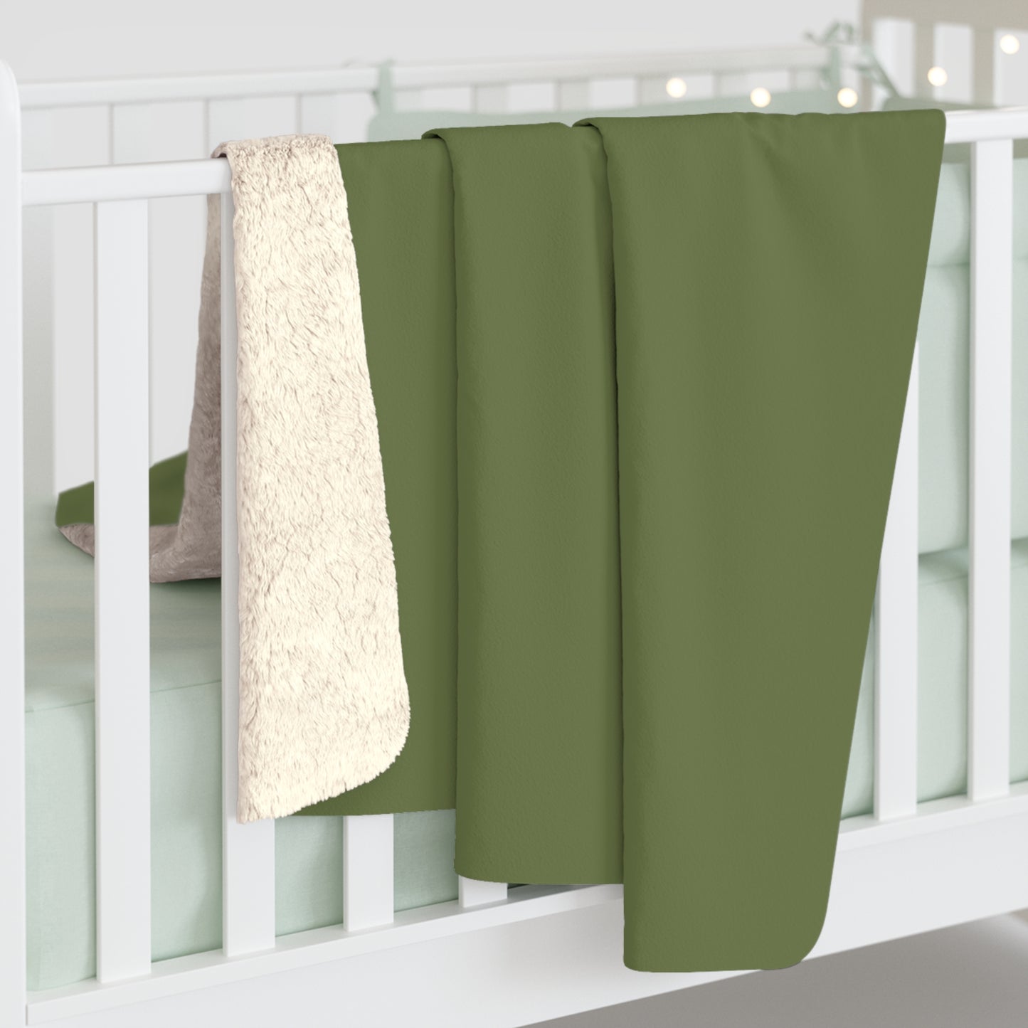 Olive Green Sherpa Fleece Blanket Cozy Plush Throw 3 Sizes Soft Warm Blanket