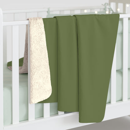 Olive Green Sherpa Fleece Blanket Cozy Plush Throw 3 Sizes Soft Warm Blanket