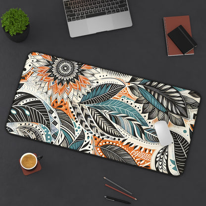 Botanical Leaves Blue Desk Pad