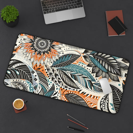 Botanical Leaves Blue Desk Pad