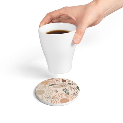 Neutral Flow Ceramic Coaster Modern Abstract Drink Coaster