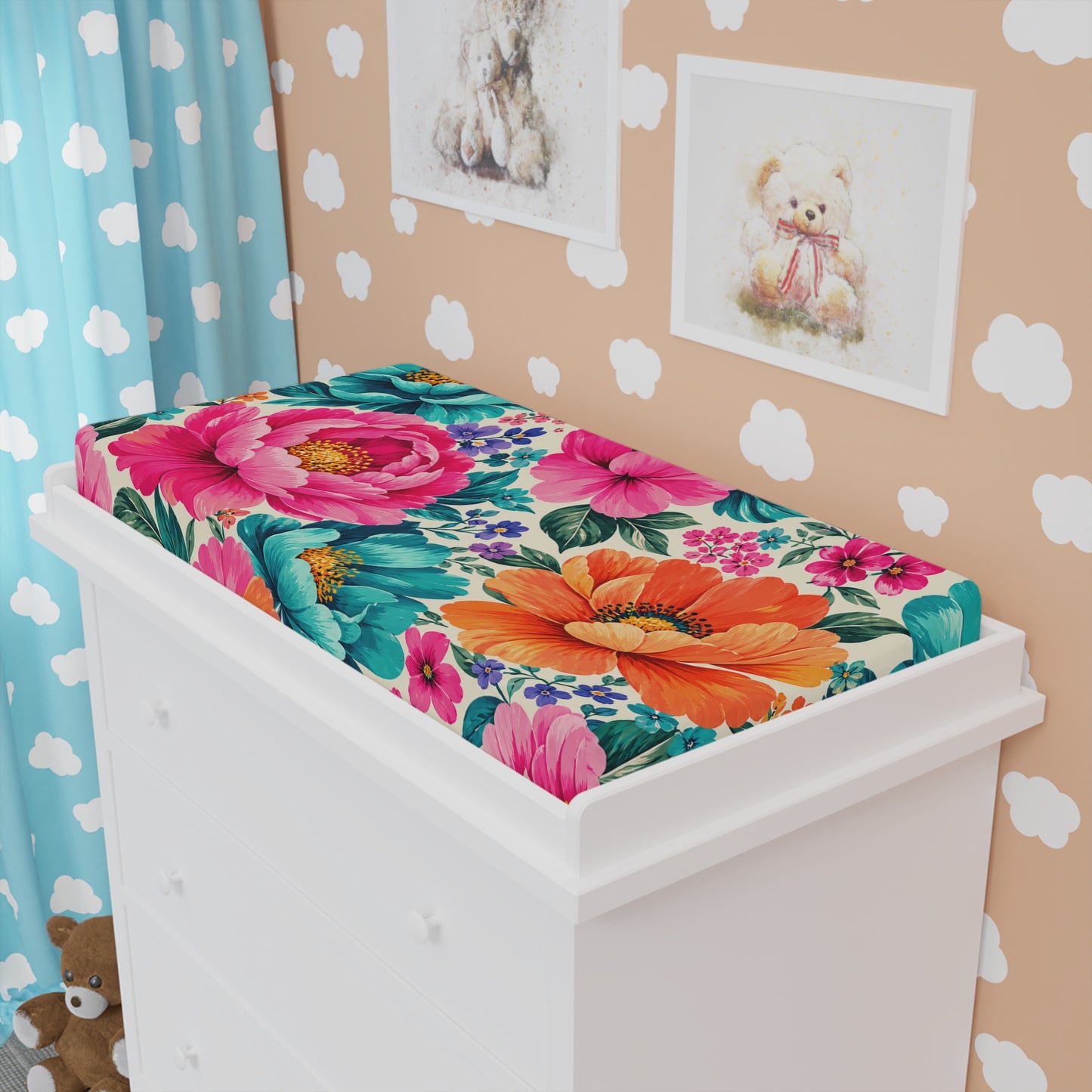 Dreamy Floral Baby Changing Pad Cover Floral Nursery Changing Pad Cover