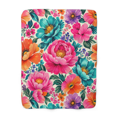 Dreamy Floral Sherpa Blanket 3 Sizes Floral Throw Blanket