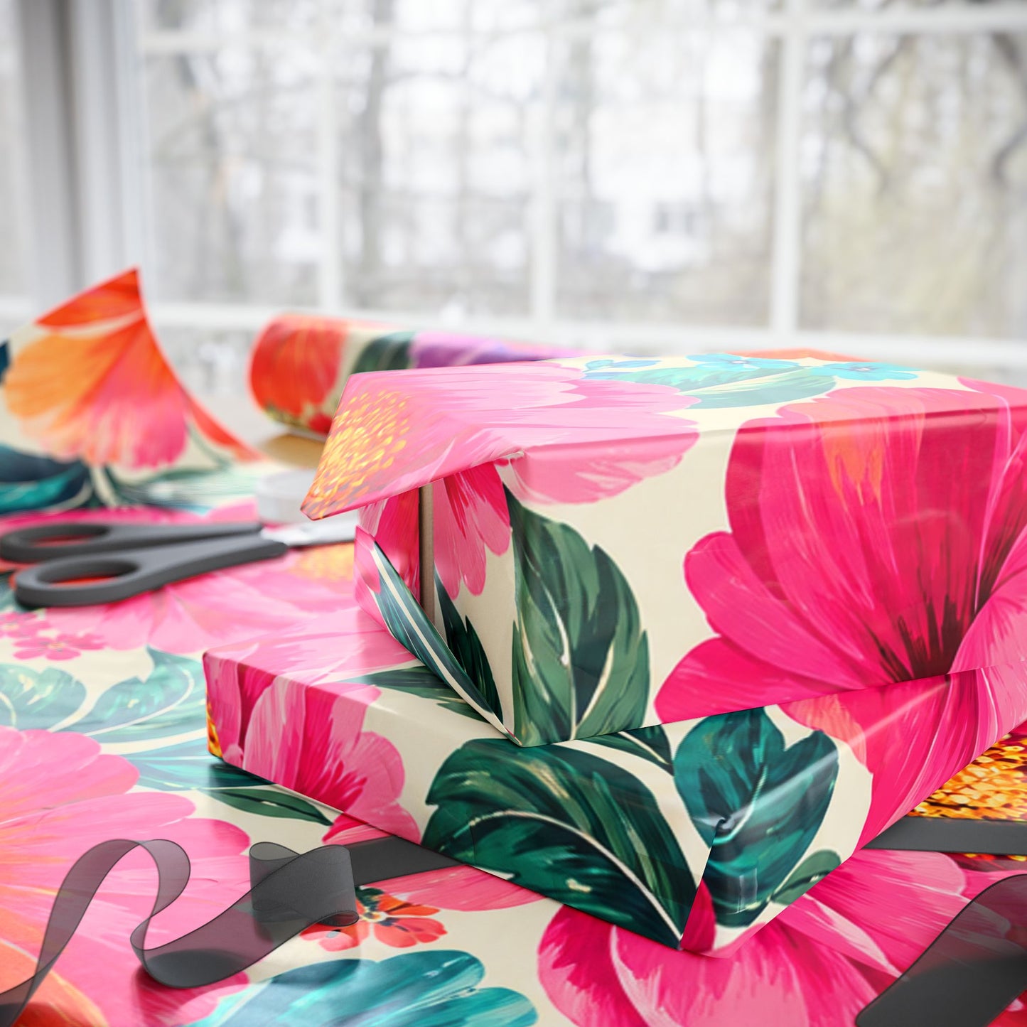 Dreamy Floral Wrapping Paper 3 Sizes Matte or Glossy Floral Gift Wrap