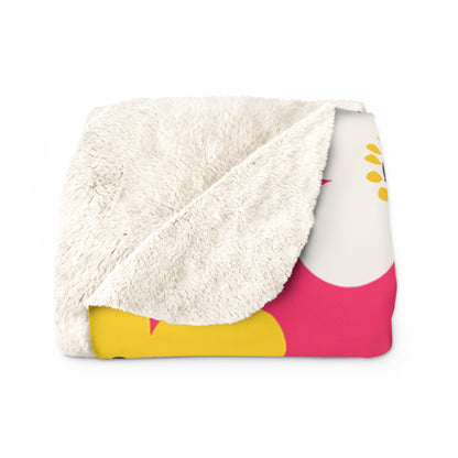 Happy Flower Sherpa Fleece Blanket Cozy Plush Throw Retro Daisy Blanket