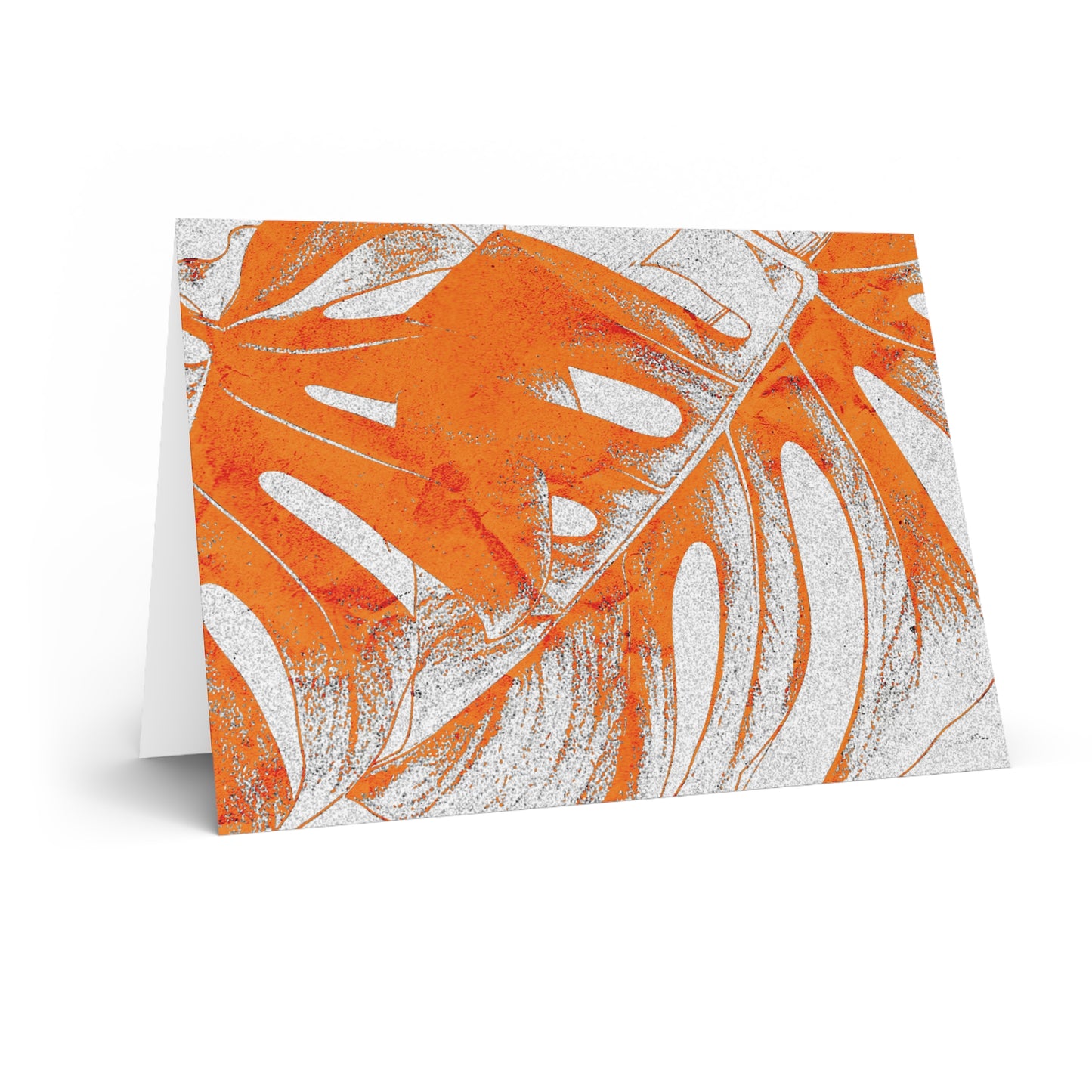 Monstera Leaf Tangerine Note Card