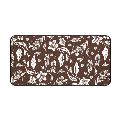 Chocolate Brown Floral Desk Pad (12x18, 12x22 or 16x32)