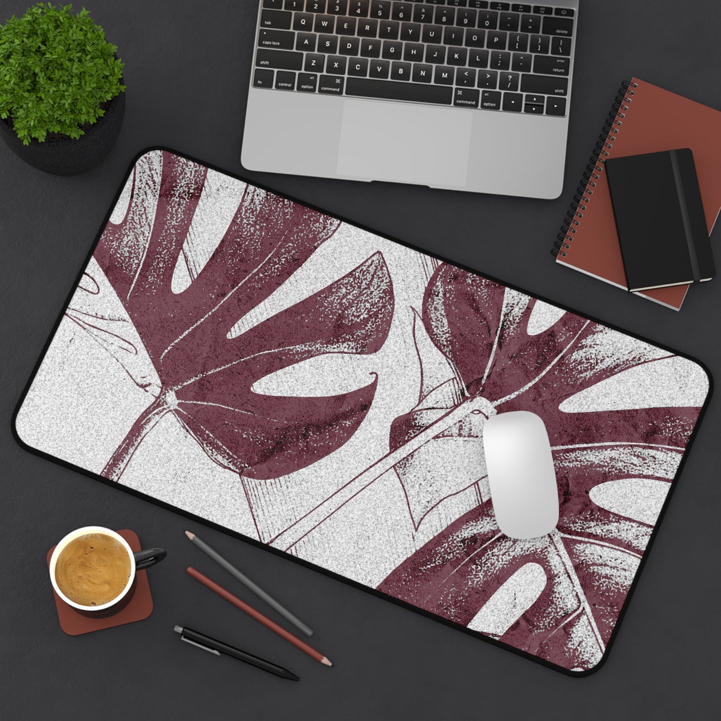 Monstera Leaf Mauve Desk Pad