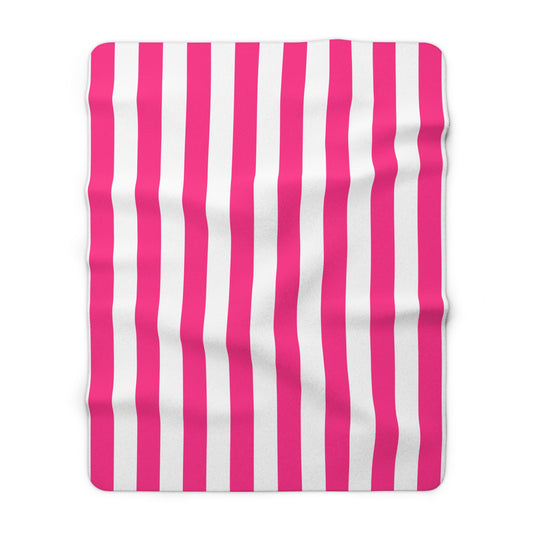 Pink Stripe Sherpa Blanket