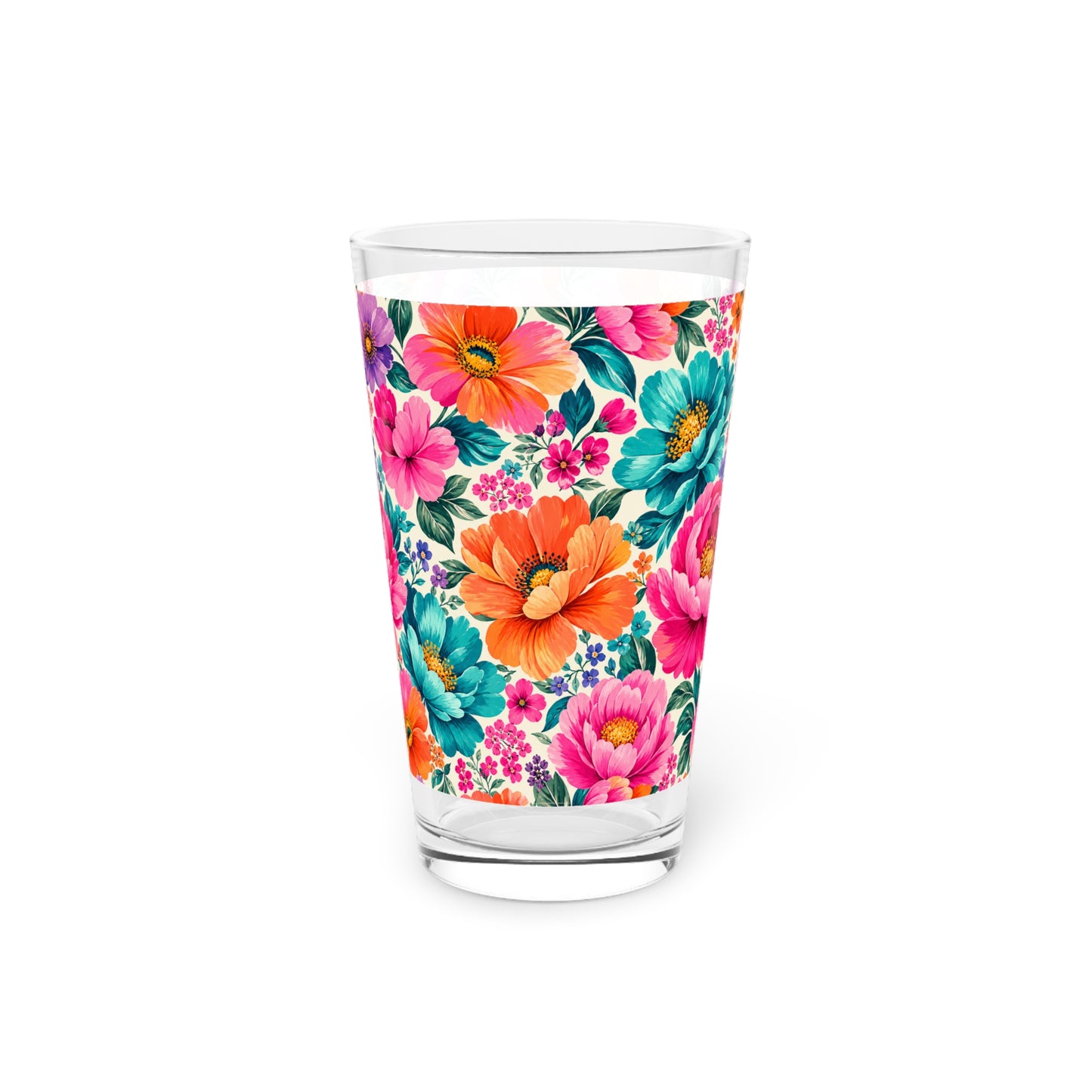 Dreamy Floral Pint Glass 16oz Floral Glassware