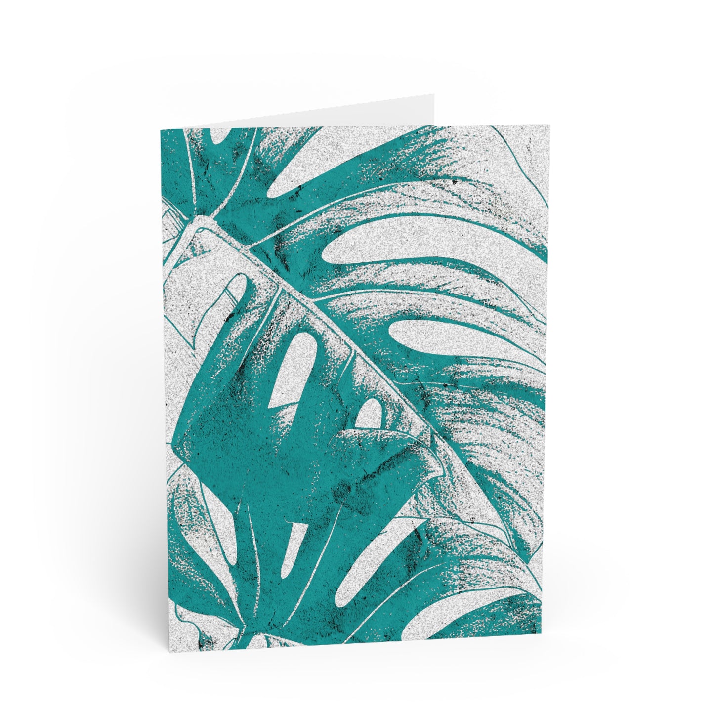 Monstera Leaf Deep Aqua Note Card