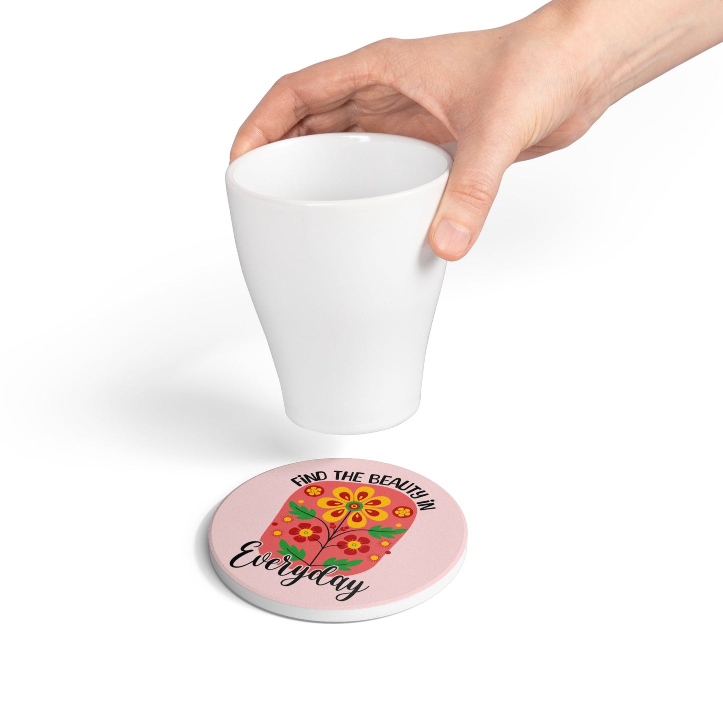 Find the Beauty in Everyday Ceramic Coaster Floral Motivational Drink Coaster