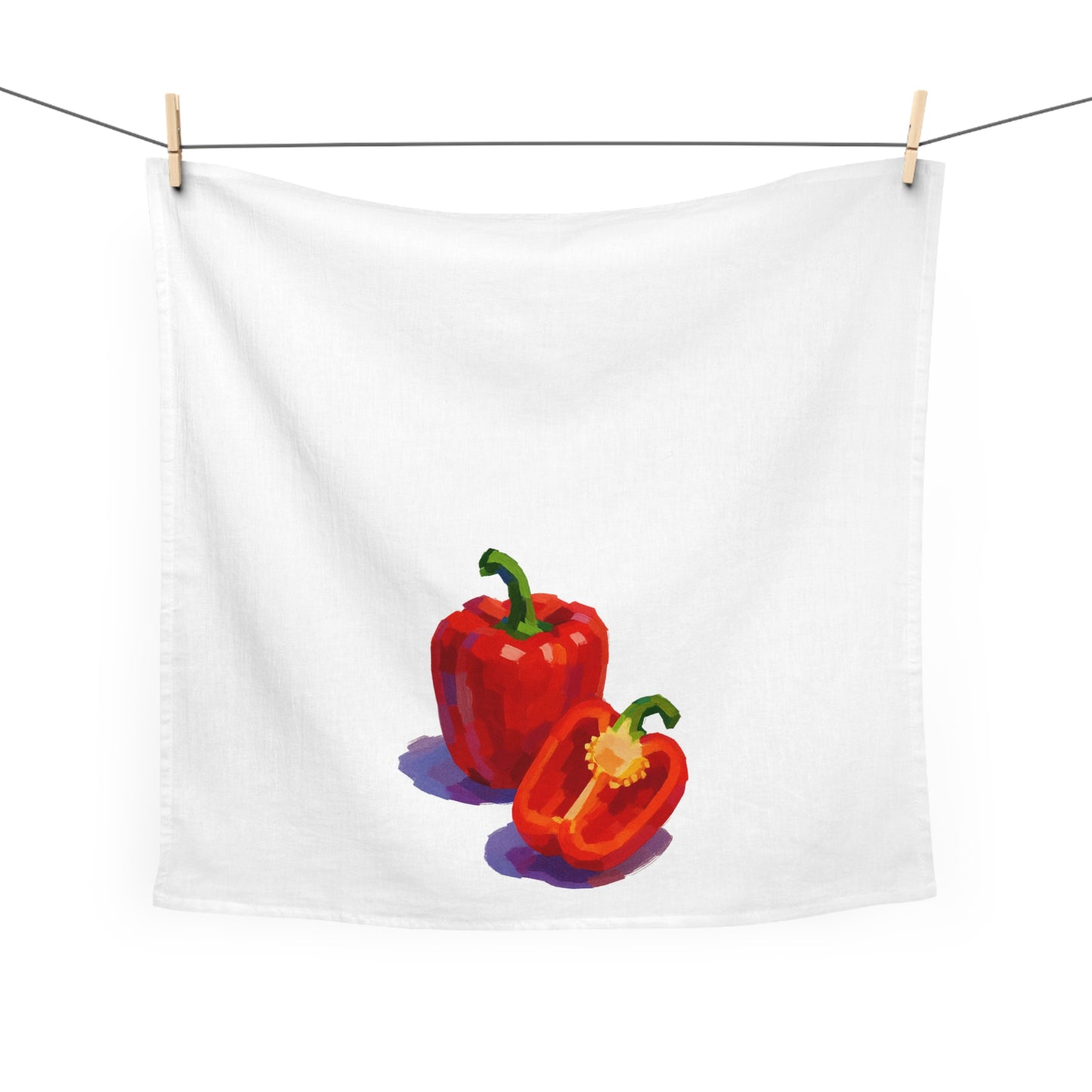 Red Pepper Kitchen Tea Towel Cotton Dish Towel Vegetable Design Decorative Towel