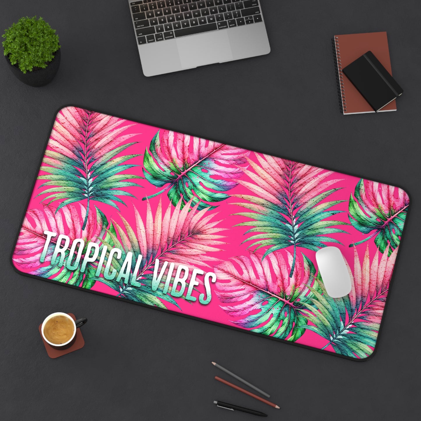 Tropical Vibes Desk Mat Tropical Leaves Desk Pad 12x18 12x22 16x32