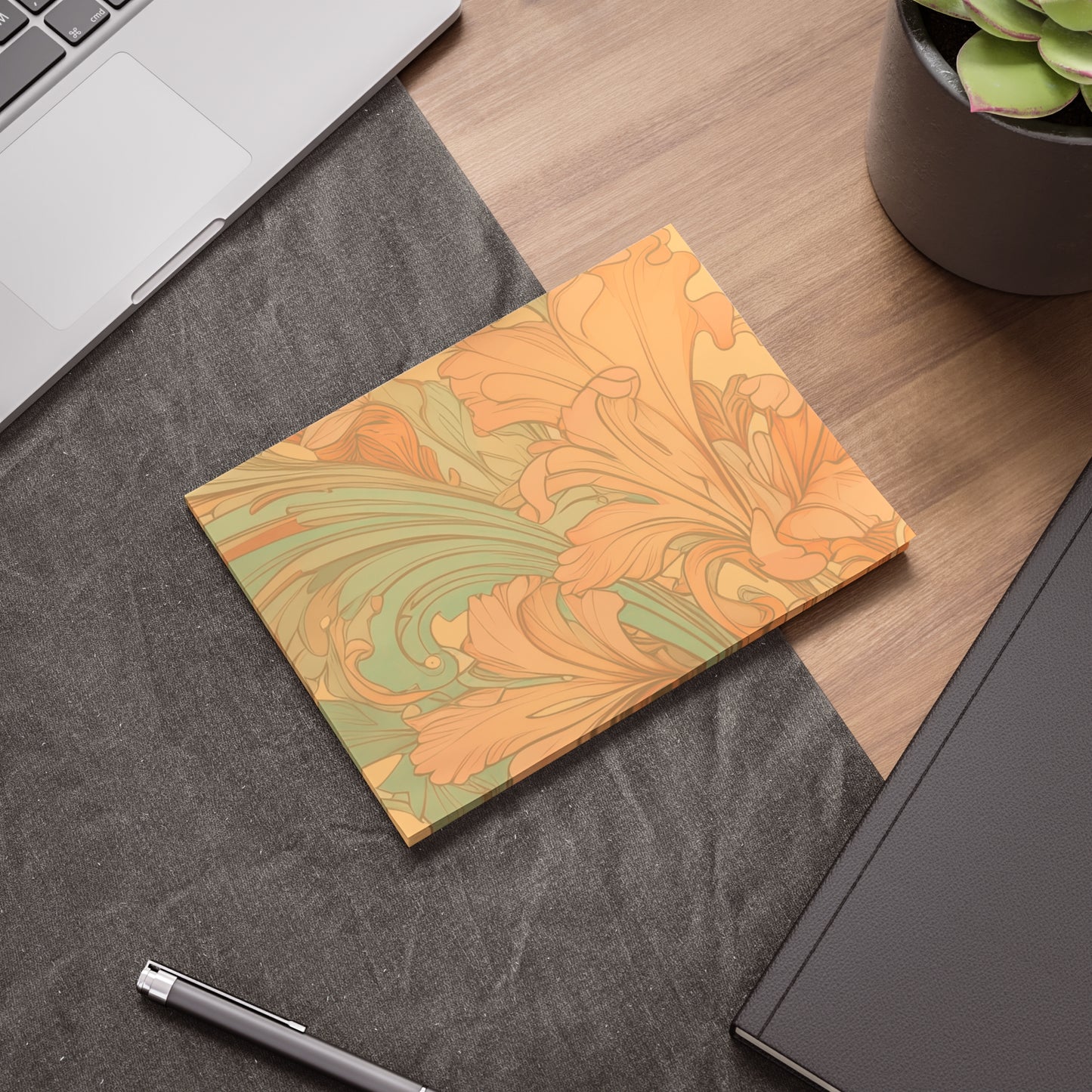 Coral Flourish Sticky Notes Floral Post It Notes (7 Sizes)