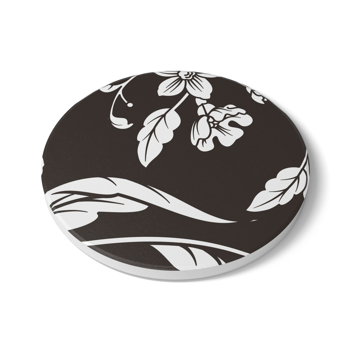 Muted Charcoal Floral Ceramic Coaster Coordinated Collection