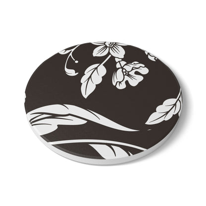 Muted Charcoal Floral Ceramic Coaster Coordinated Collection