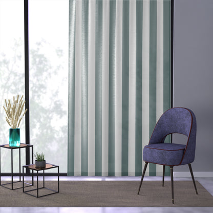 Dusty Blue and White Stripe Window Curtain