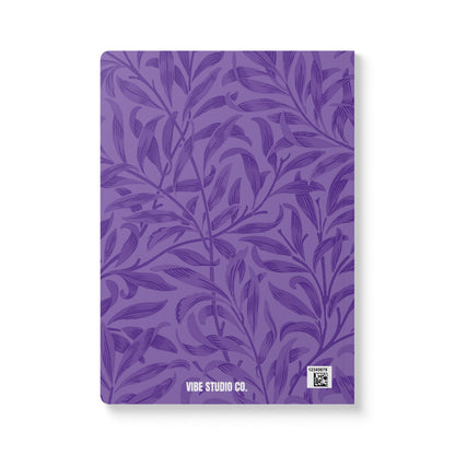 Purple Leaves A5 Lined Journal Minimal Botanical Notebook | Coordinated Collection