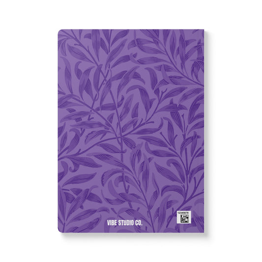 Purple Leaves A5 Lined Journal Minimal Botanical Notebook | Coordinated Collection