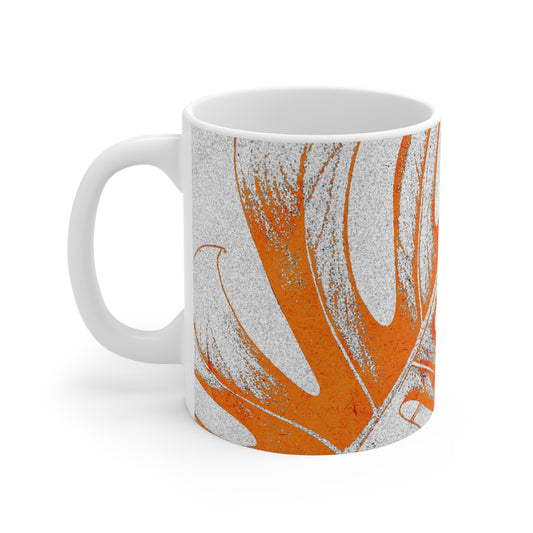 Monstera Leaf Tangerine Mug