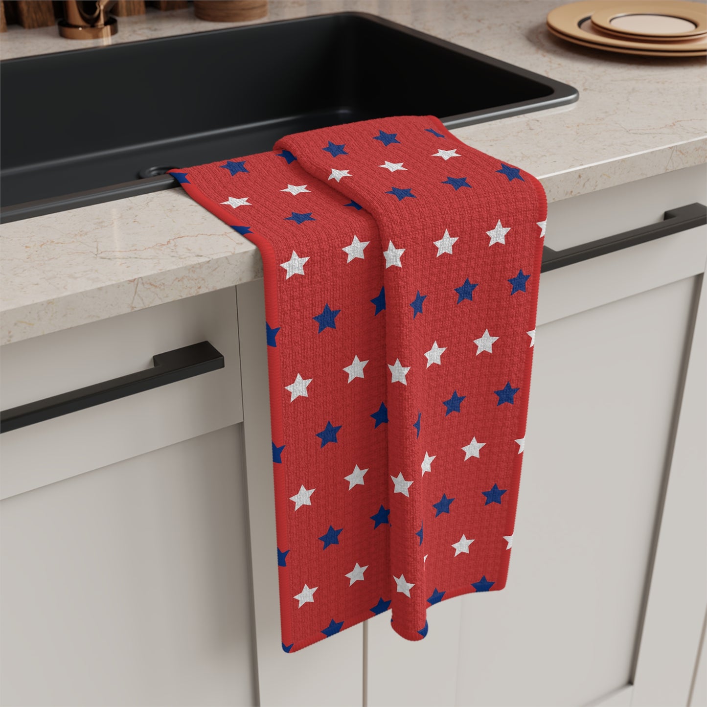 Red, White and Blue Stars Microfiber Tea Towel