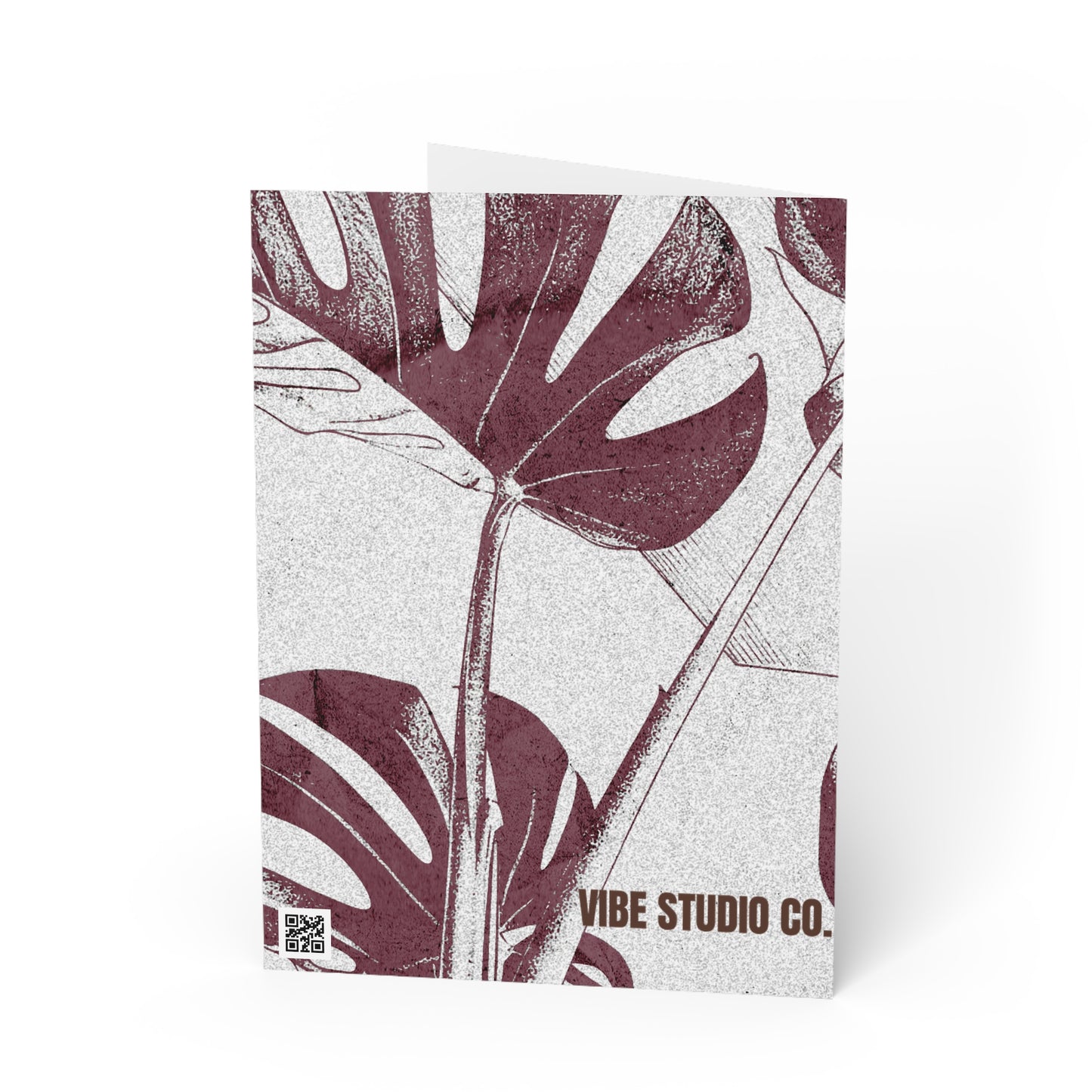 Monstera Leaf Mauve and White Note Card
