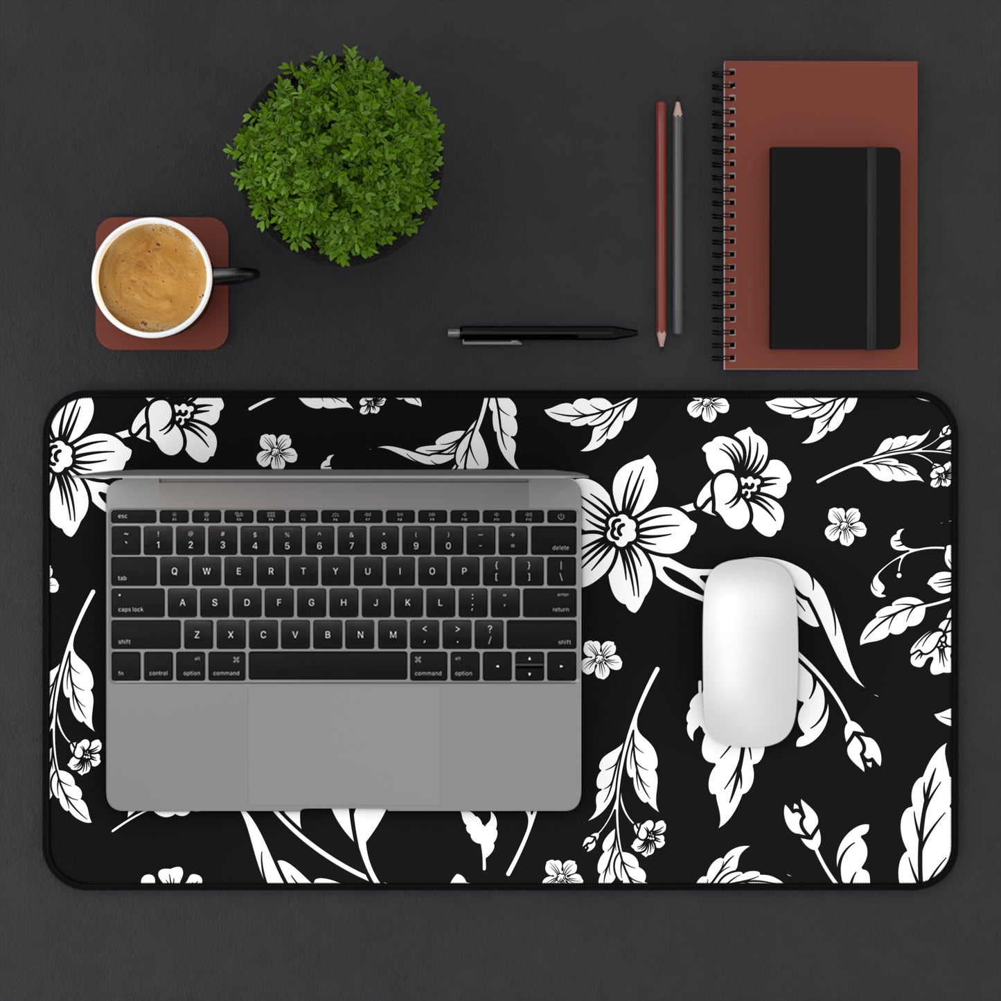 Black Floral Desk Pad (12x18, 12x22 or 16x32)