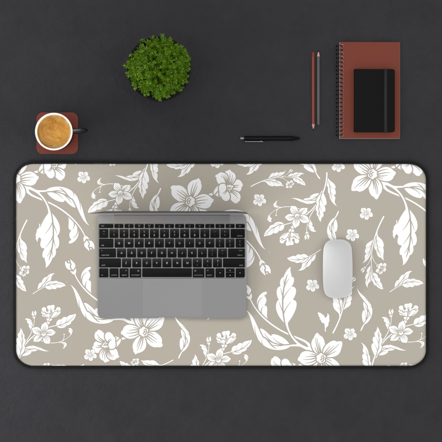 Warm Stone Floral Desk Pad (12x18, 12x22 or 16x32)