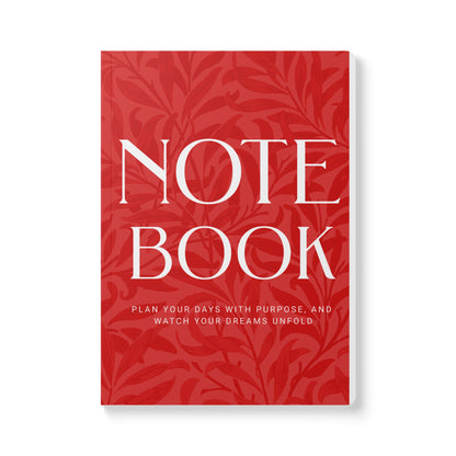 True Red Leaves A5 Lined Journal Minimal Botanical Notebook | Coordinated Collection