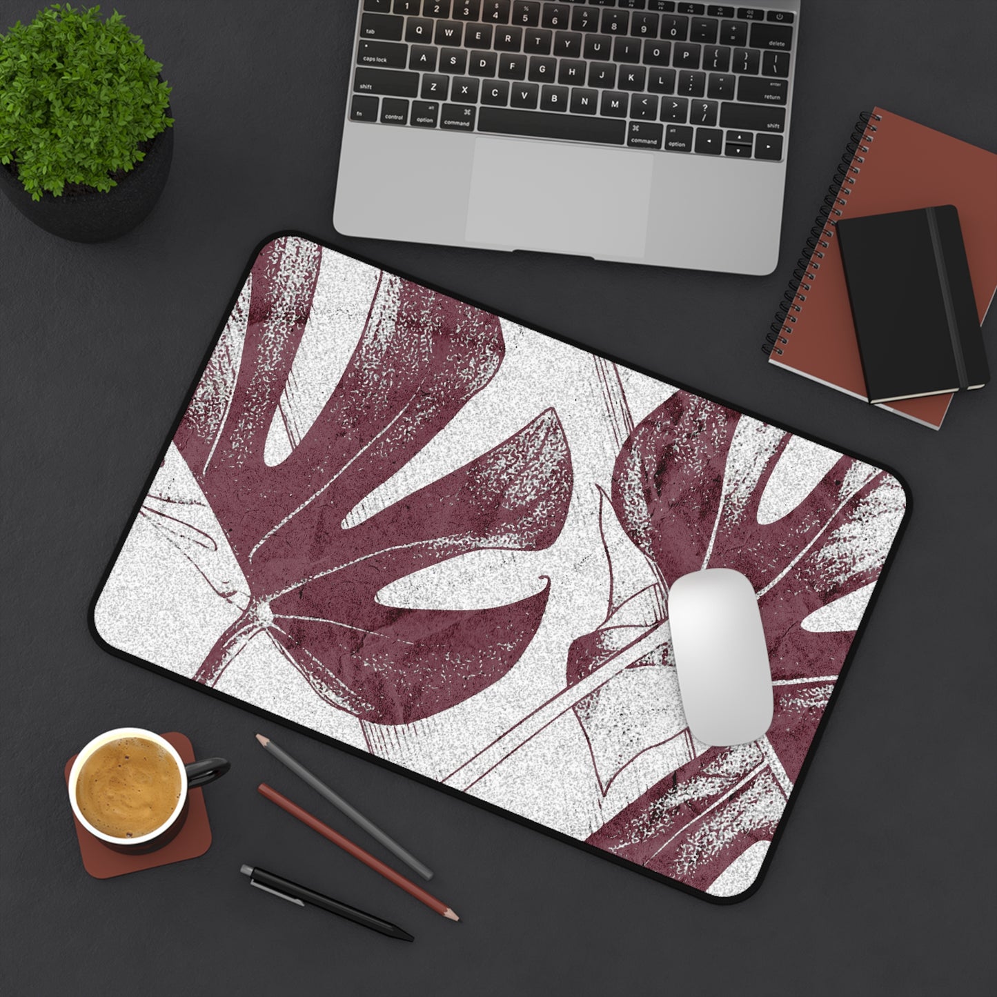 Monstera Leaf Mauve Desk Pad