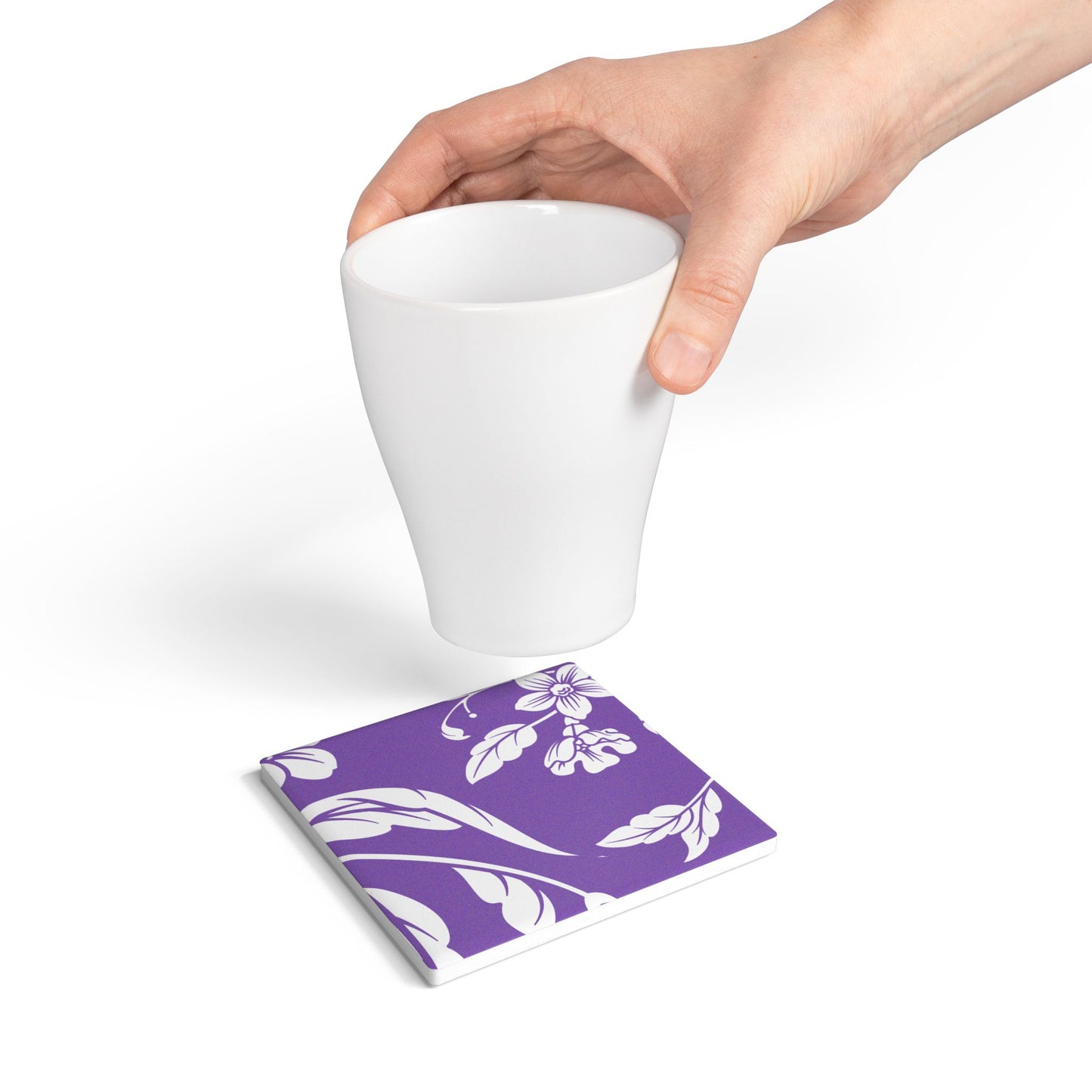 Purple Floral Ceramic Coaster Coordinated Collection