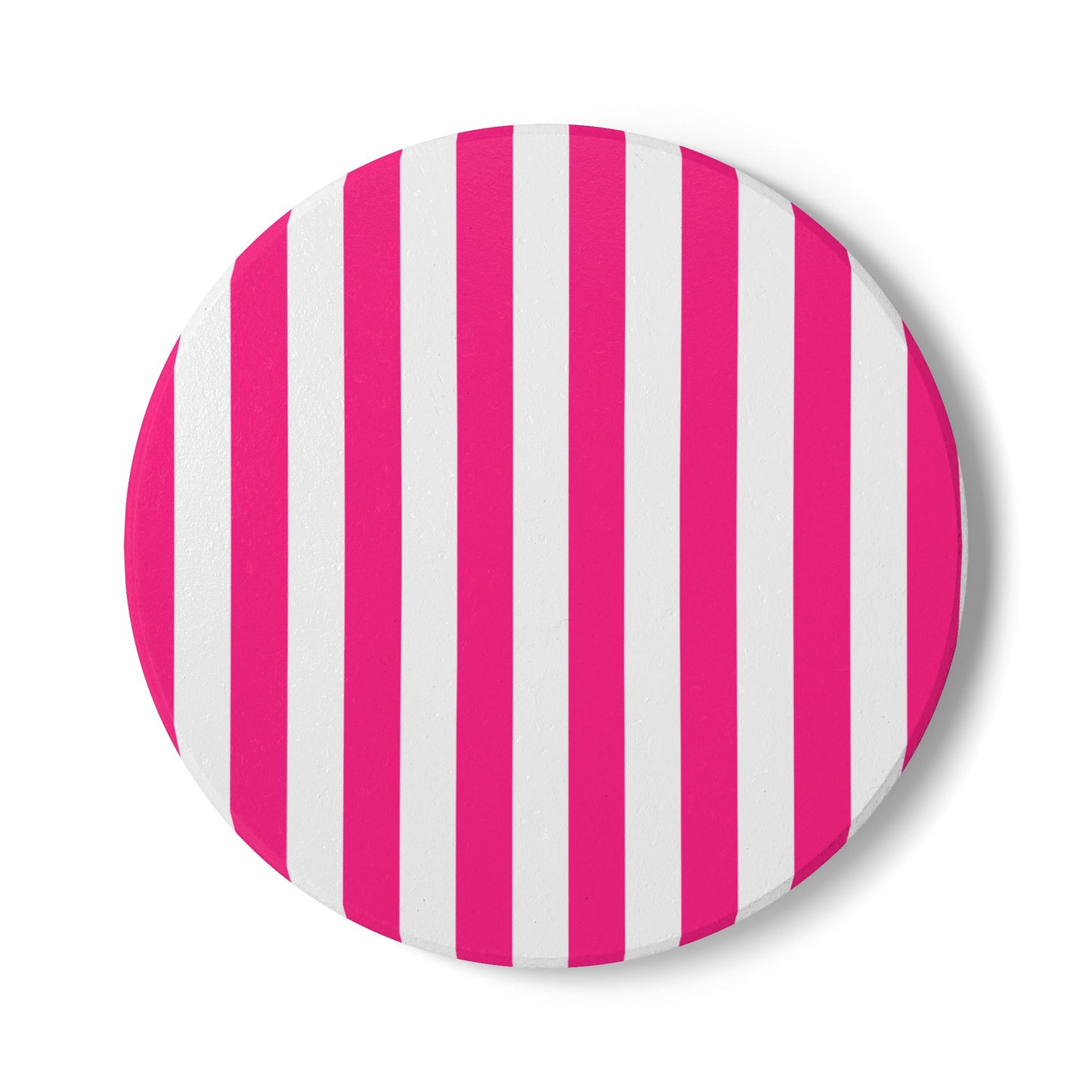 Pink Stripe Ceramic Coaster Square or Round Pink and White Striped Drink Coaster
