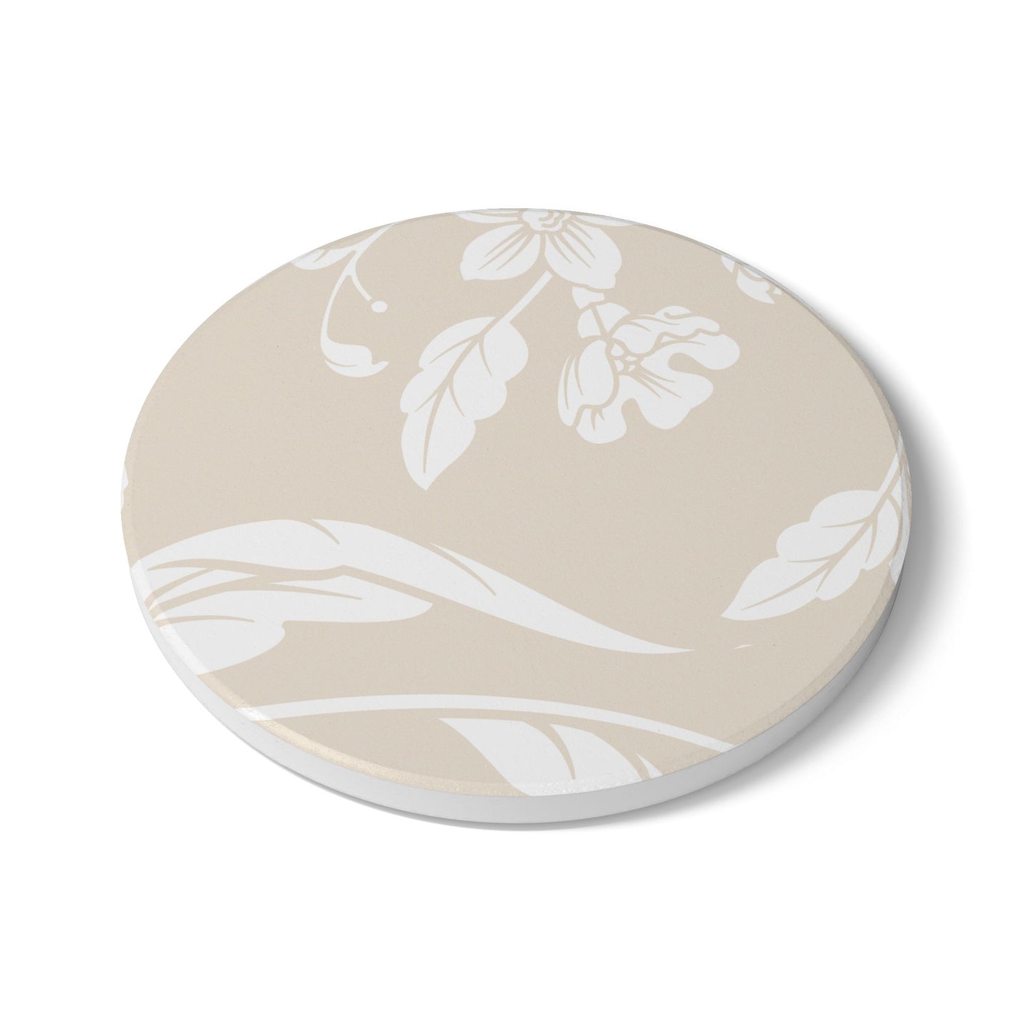 Latte Cream Floral Ceramic Coaster Coordinated Collection