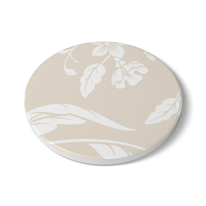 Latte Cream Floral Ceramic Coaster Coordinated Collection
