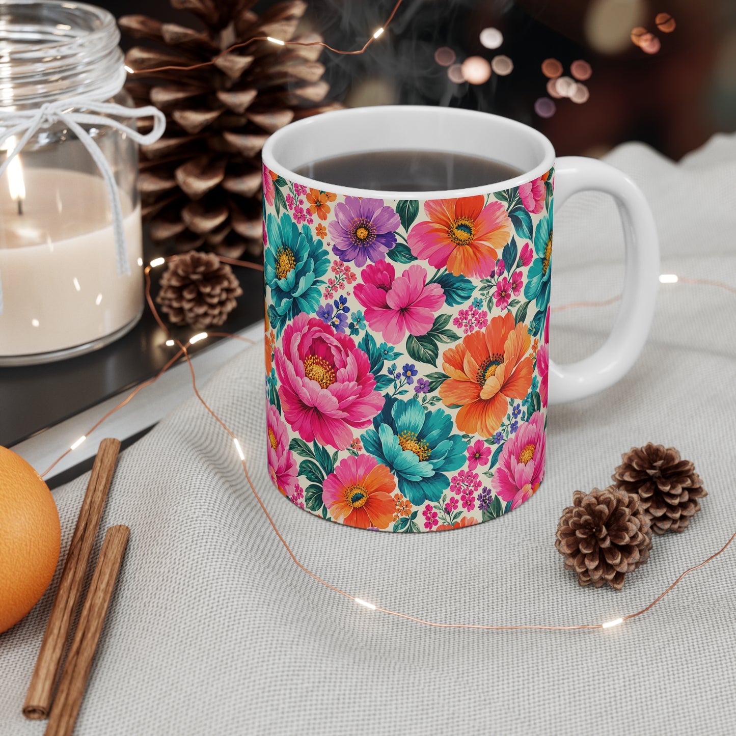 Dreamy Floral Ceramic Coffee Mug 11 oz Floral Mug