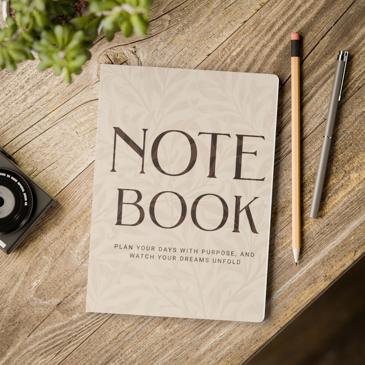 Latte Cream Leaves A5 Lined Journal Minimal Botanical Notebook | Coordinated Collection