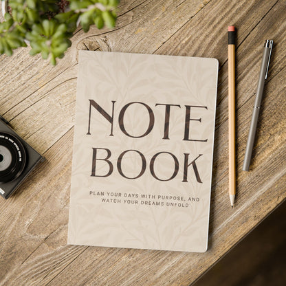 Latte Cream Leaves A5 Lined Journal Minimal Botanical Notebook | Coordinated Collection