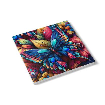 Metamorphosis Ceramic Coaster Vibrant Butterfly Floral Drink Coaster