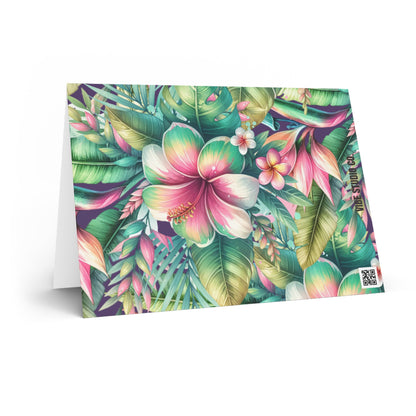 Paradise in Full Bloom Note Cards Tropical Floral Stationery Set