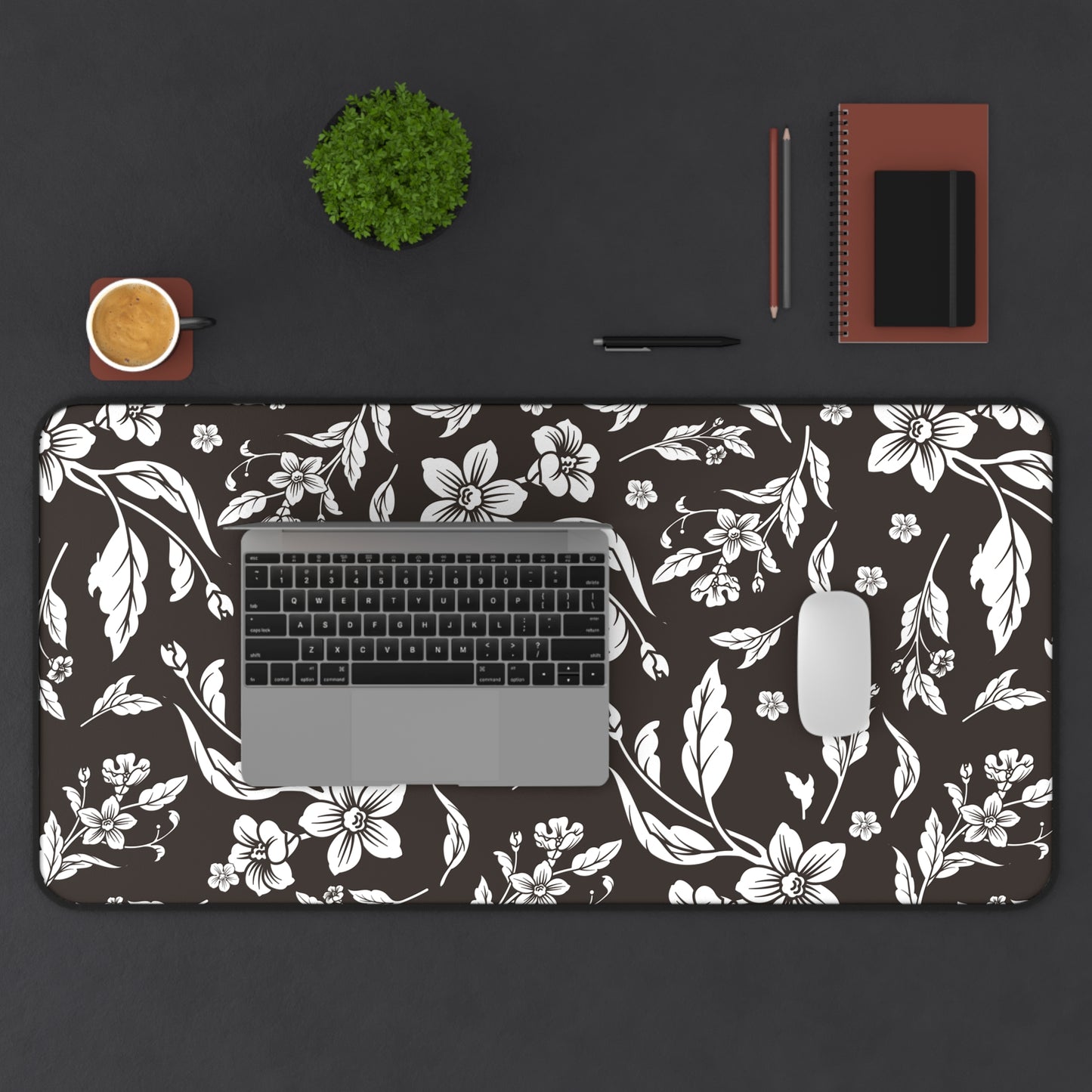 Muted Charcoal Floral Desk Pad (12x18, 12x22 or 16x32)