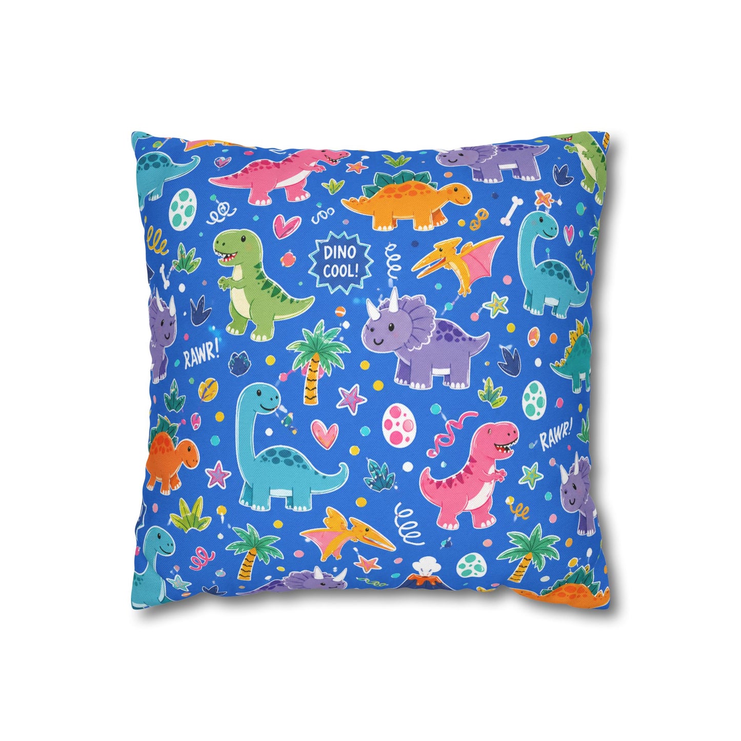 Blue Dino Pillow Cover 14x14