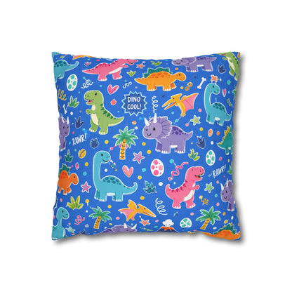 Blue Dino Pillow Cover 14x14