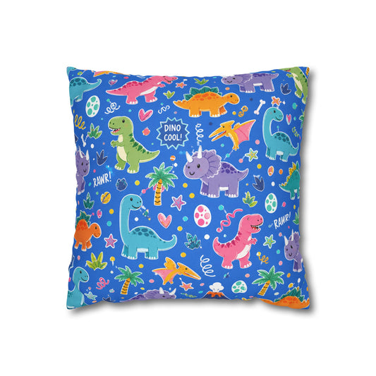 Blue Dino Pillow Cover 14x14