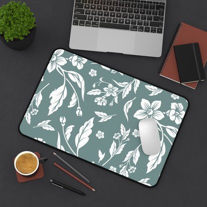 Dusty Blue Floral Desk Pad (12x18, 12x22 or 16x32)