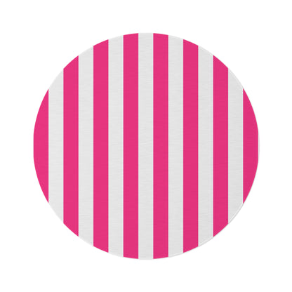 Pink Stripe Round Rug 60 Inch Pink and White Striped Area Rug Modern Aesthetic Decor