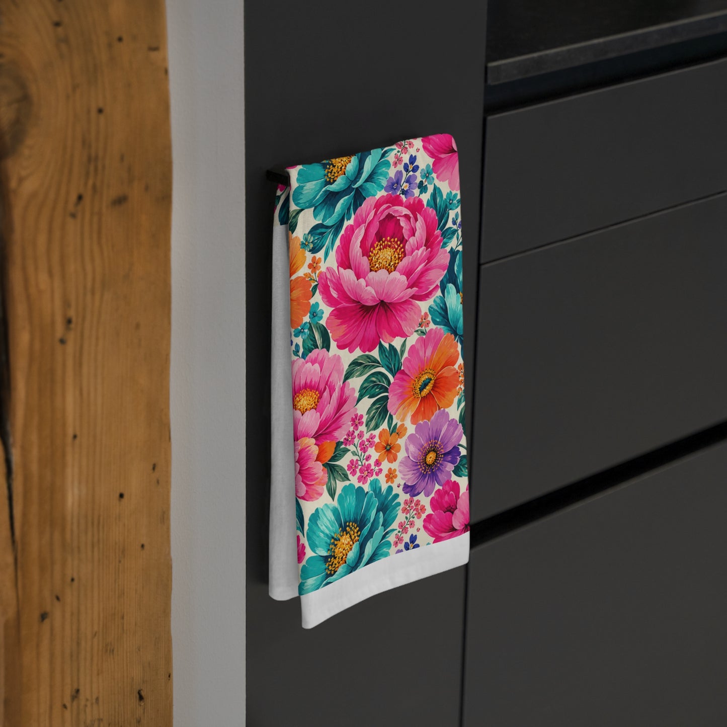 Dreamy Floral Cotton Tea Towel 28 x 28 Floral Kitchen Towel