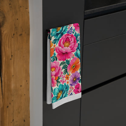 Dreamy Floral Cotton Tea Towel 28 x 28 Floral Kitchen Towel